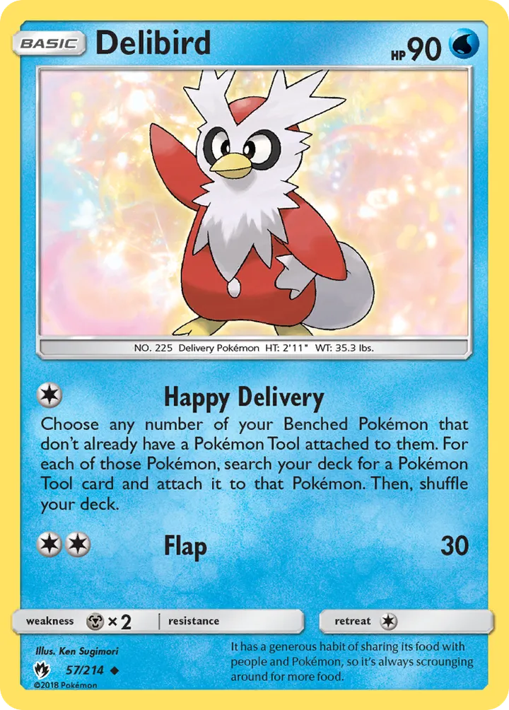 Sun & Moon—Lost Thunder 英語版 Delibird 57 カード表面