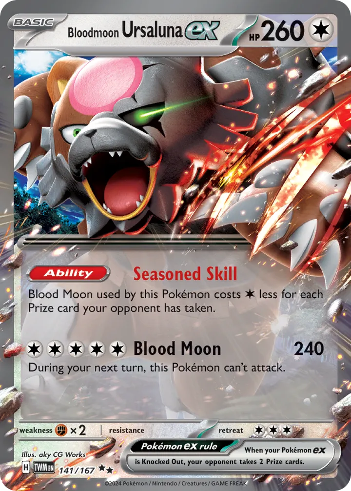 Front of Bloodmoon Ursaluna ex 141, Scarlet & Violet—Twilight Masquerade English