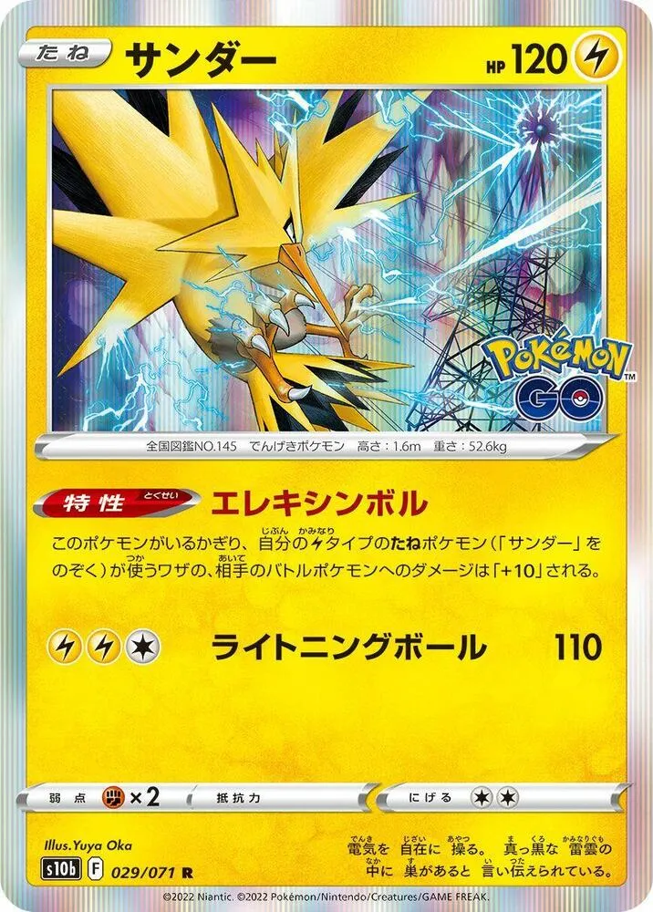 Front of Zapdos 29, Pokémon GO Japanese