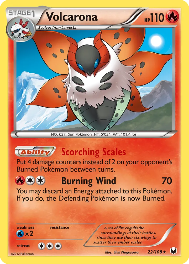 Black & White—Dark Explorers 영어판 Volcarona 22 카드 앞면