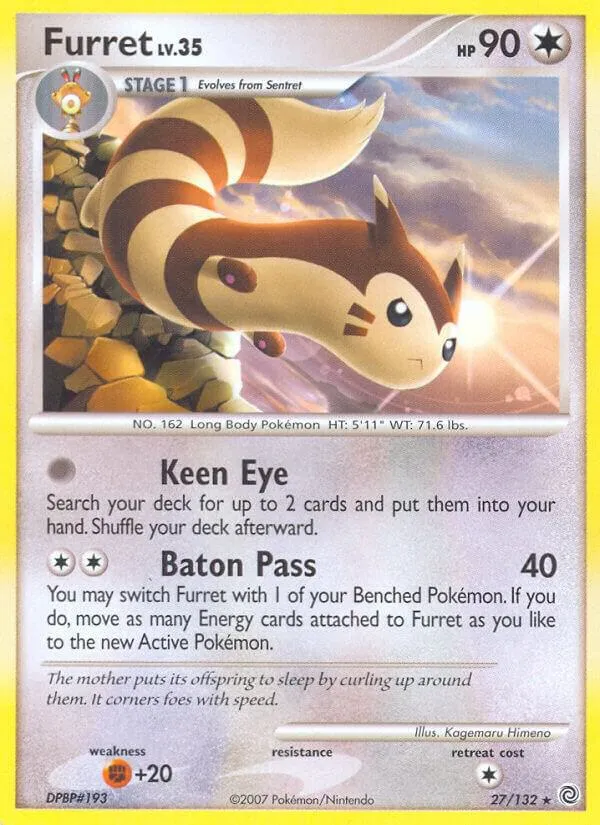 Diamond & Pearl—Secret Wonders 영어판 Furret 27 카드 앞면