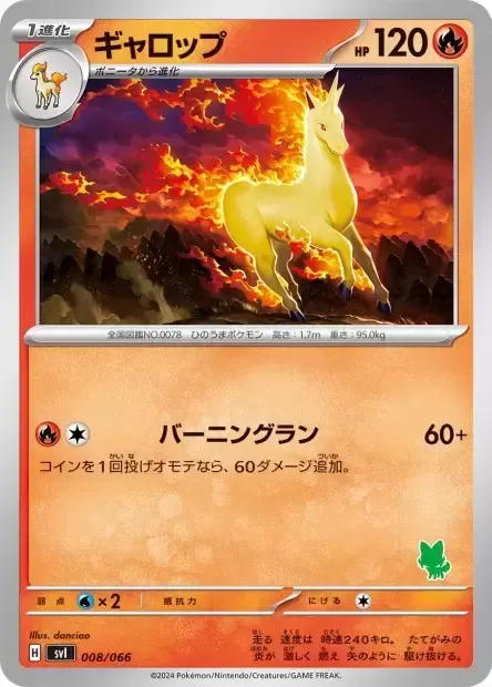 Front of Rapidash 8, バトルアカデミー/いつでもどこでも バトルアカデミー(ニャオハex・ピカチュウex・ルカリオex 他) Japanese