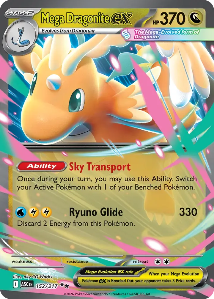 Mega Evolution—Ascended Heroes 英語版 Mega Dragonite ex 152 カード表面