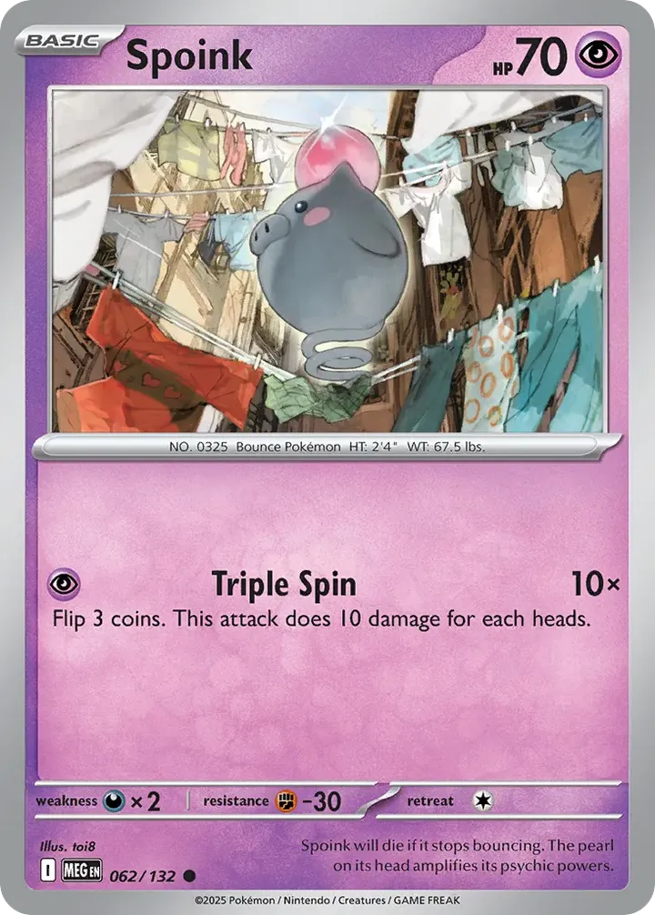 Mega Evolution 英語版 Spoink 62 カード表面