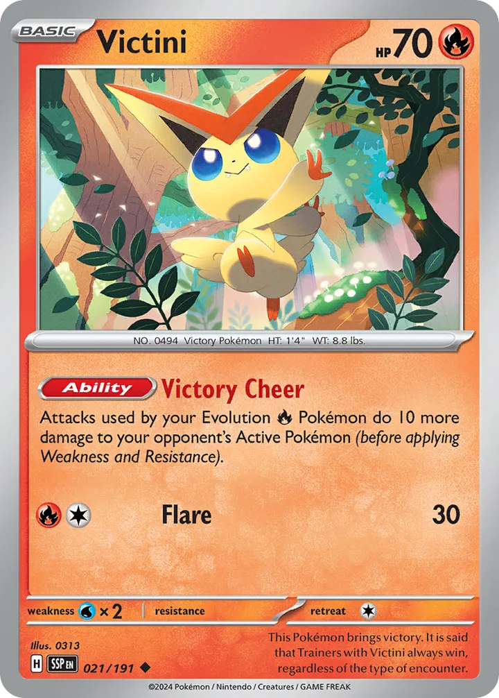 Scarlet & Violet—Surging Sparks 영어판 Victini 21 카드 앞면