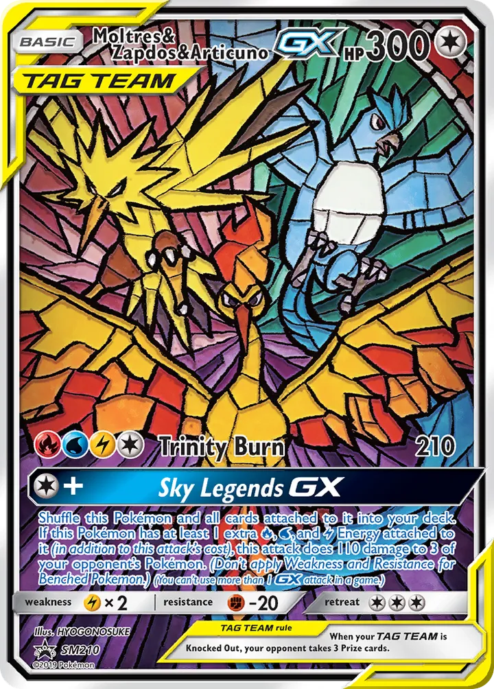 Front of Moltres & Zapdos & Articuno-GX SM210, SM Black Star Promos English