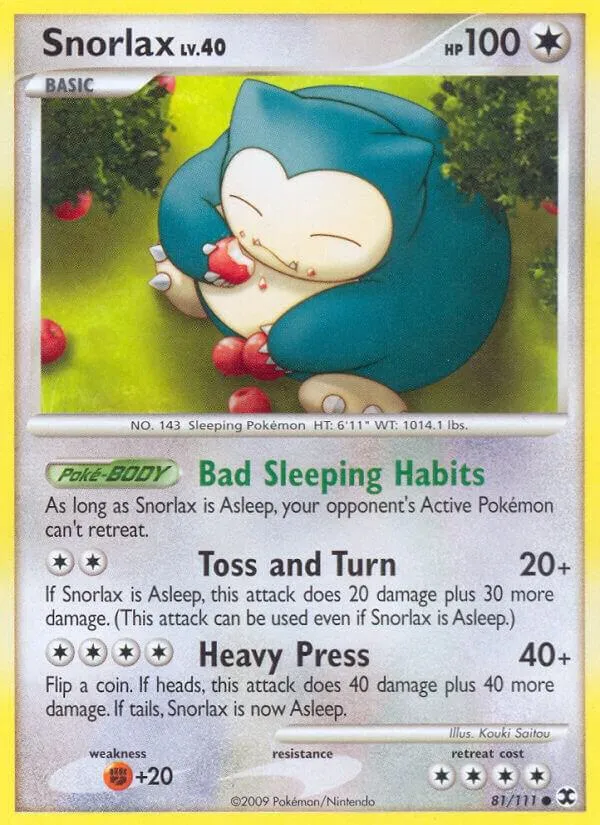 Platinum—Rising Rivals 英語版 Snorlax 81 カード表面