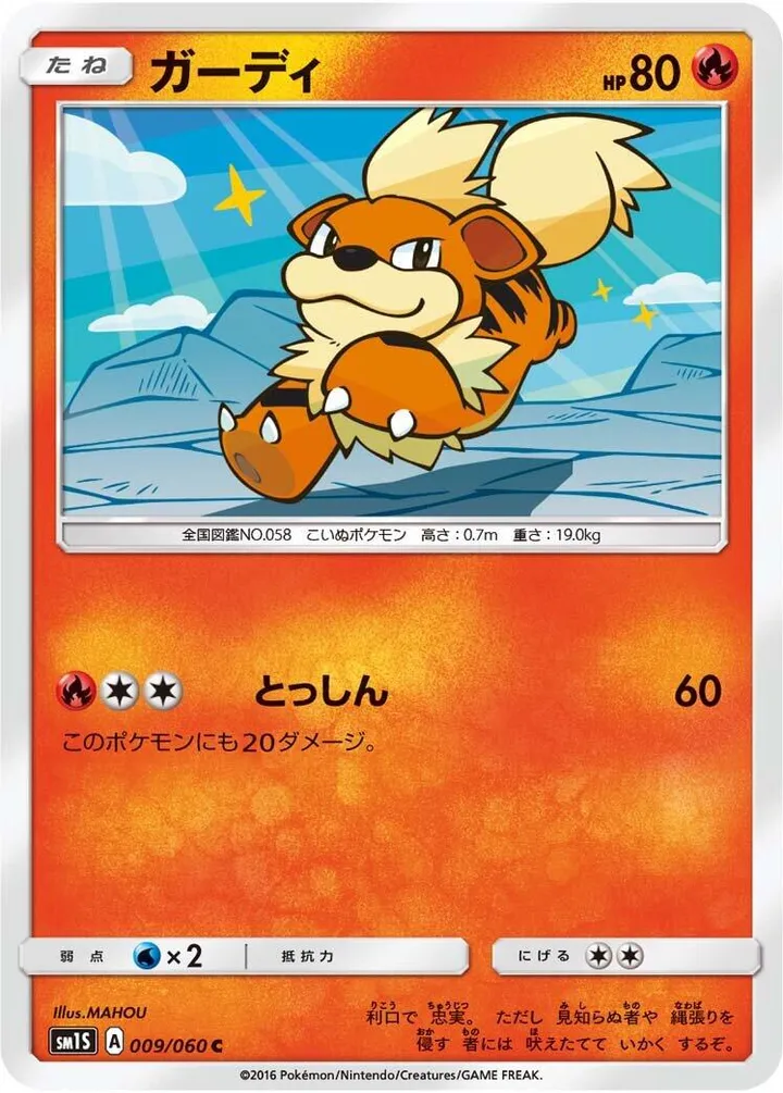 Front of Growlithe 9, コレクション サン Japanese