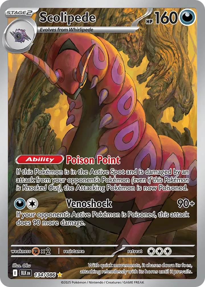 Scarlet & Violet—Black Bolt 영어판 Scolipede 134 카드 앞면