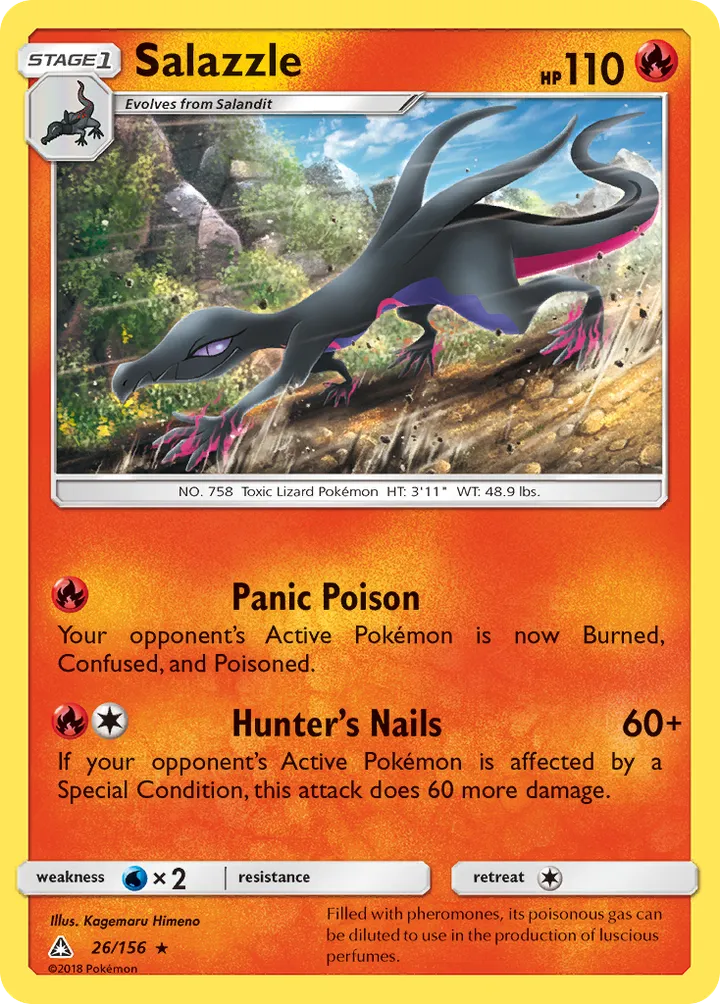 Sun & Moon—Ultra Prism 영어판 Salazzle 26 카드 앞면