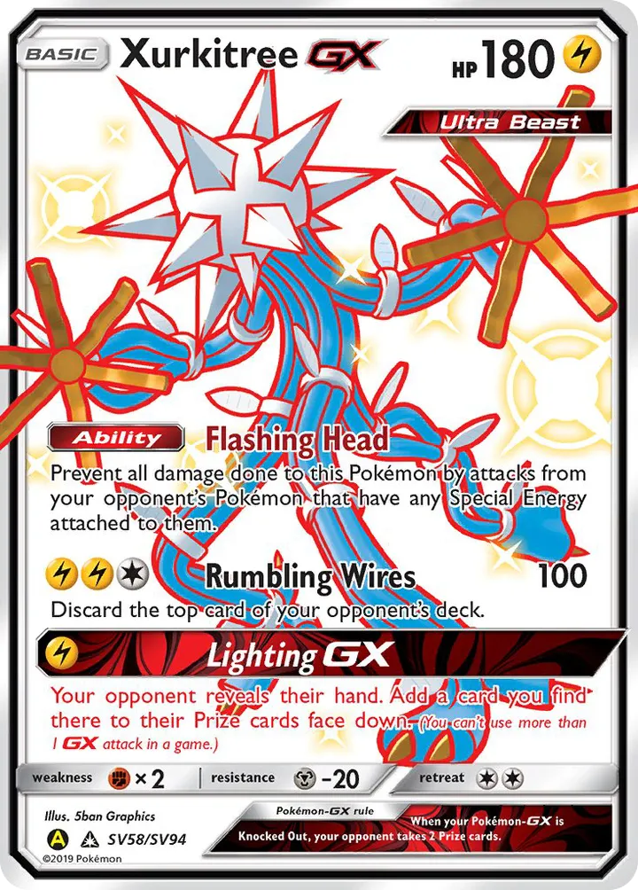 Hidden Fates 영어판 Xurkitree-GX SV58 카드 앞면