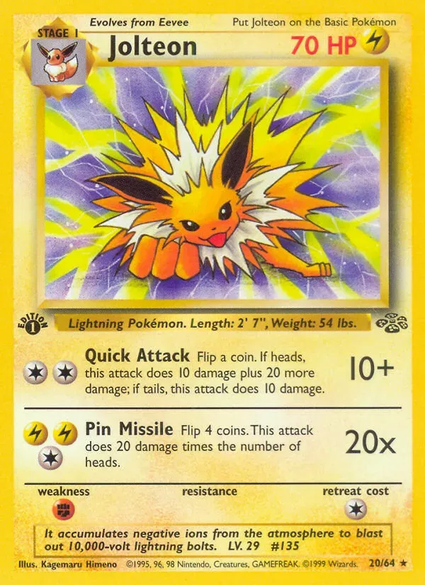 Jungle 영어판 Jolteon 20 카드 앞면