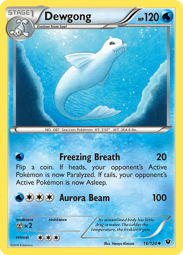 XY—Fates Collide 英語版 Dewgong 16 カード表面