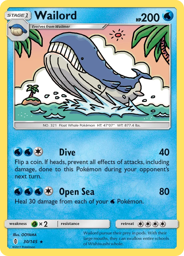 Sun & Moon—Guardians Rising 영어판 Wailord 30 카드 앞면