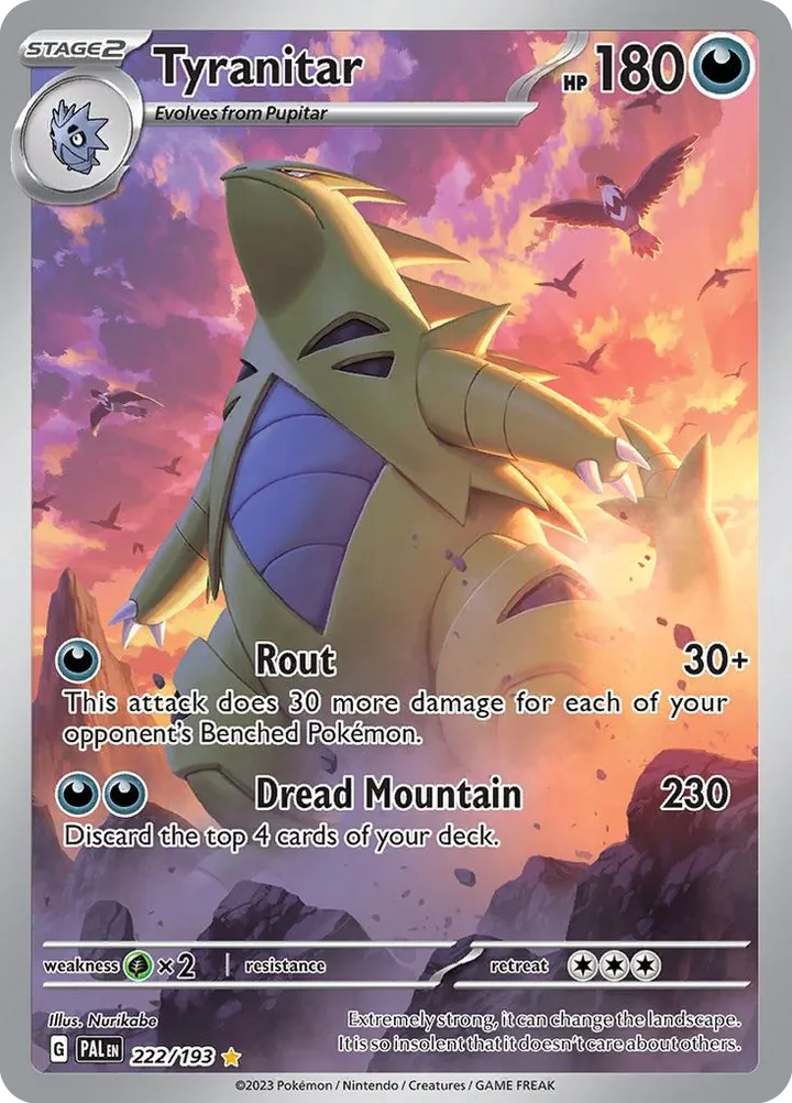 Scarlet & Violet—Paldea Evolved 영어판 Tyranitar 222 카드 앞면