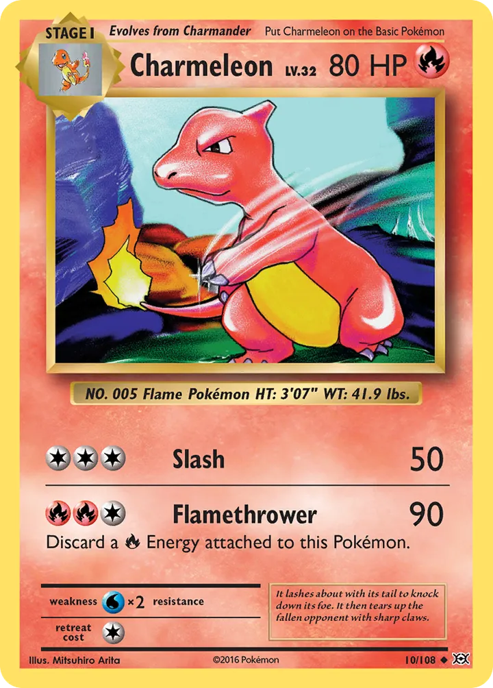 Front of Charmeleon 10, XY—Evolutions English