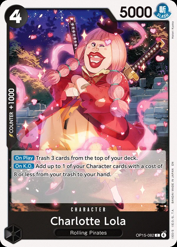 Adventure on Kami's Island 英語版 Charlotte Lola OP15-082 カード表面