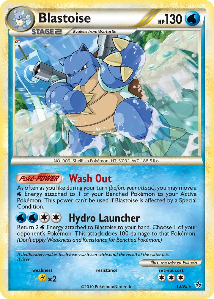 HS—Unleashed 영어판 Blastoise 13 카드 앞면