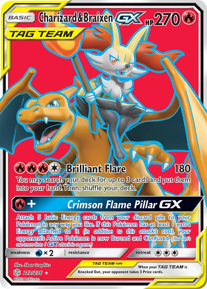 Sun & Moon—Cosmic Eclipse 英語版 Charizard & Braixen GX 212 カード表面