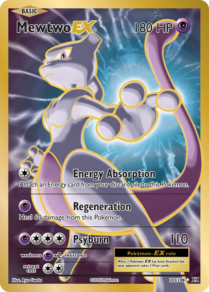 XY—Evolutions 영어판 Mewtwo-EX 103 카드 앞면