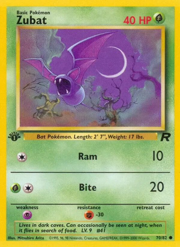 Team Rocket 영어판 Zubat 70 카드 앞면