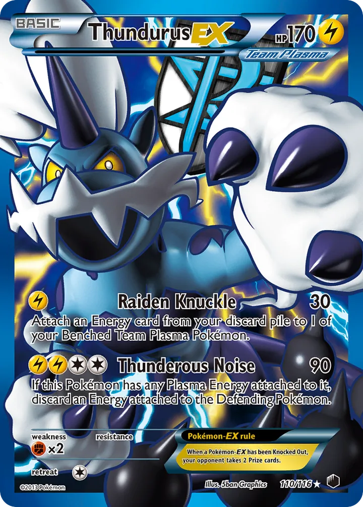 Black & White—Plasma Freeze 영어판 Thundurus-EX 110 카드 앞면