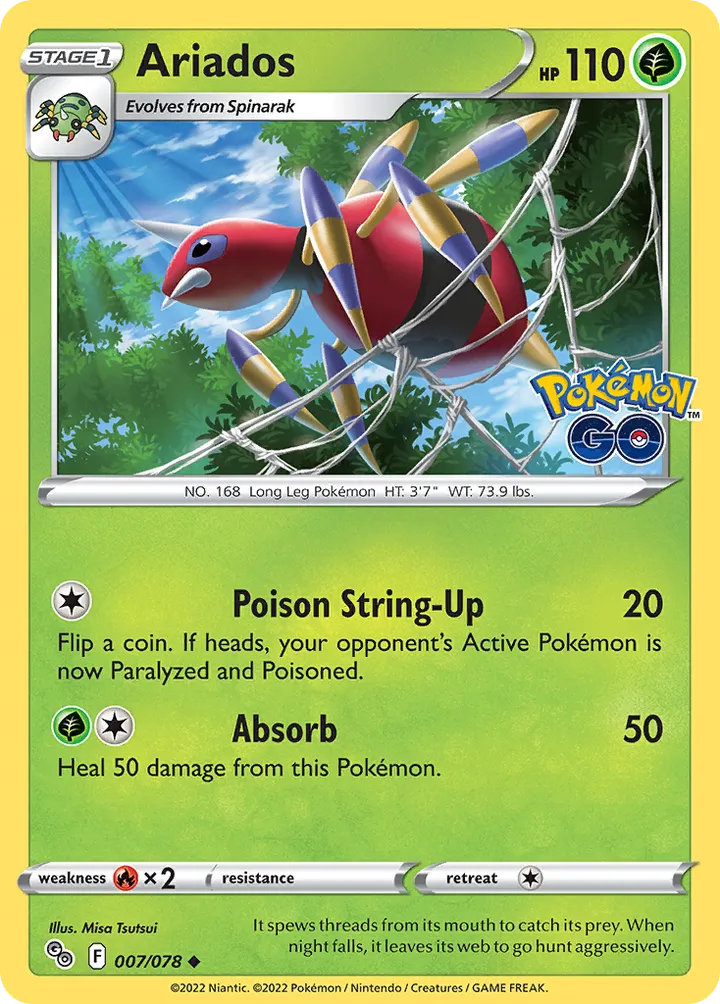Pokémon TCG: Pokémon GO 英語版 Ariados 7 カード表面