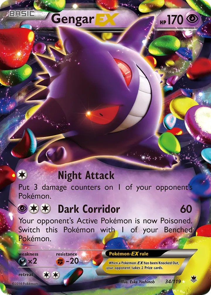 XY—Phantom Forces 영어판 Gengar-EX 34 카드 앞면