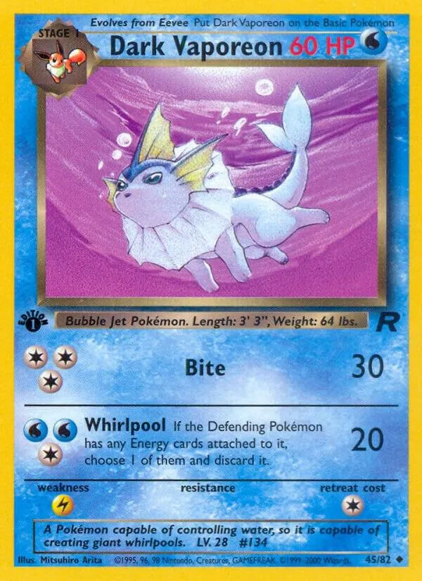 Team Rocket 영어판 Dark Vaporeon 45 카드 앞면