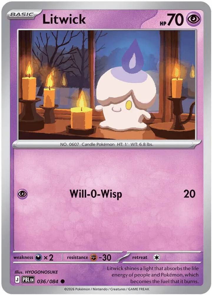 Mega Evolution—Pitch Black 영어판 Litwick 36 카드 앞면