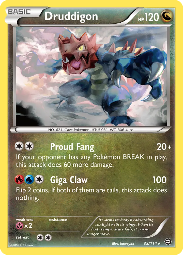 XY—Steam Siege 英語版 Druddigon 83 カード表面