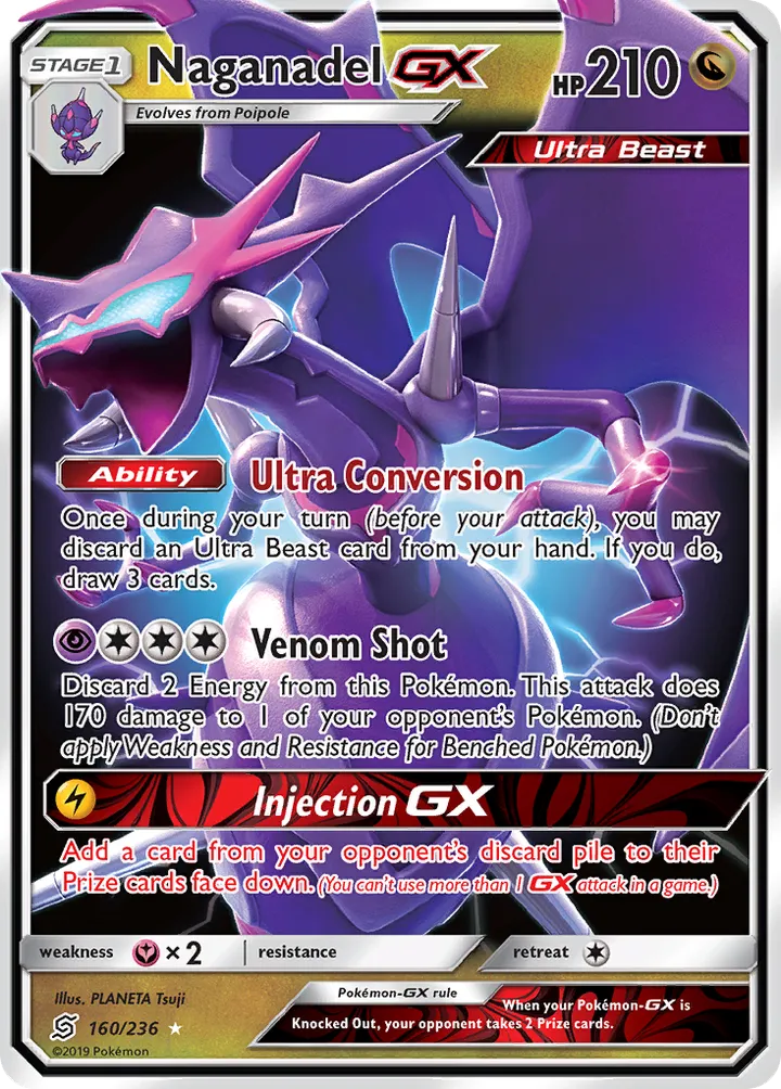 Sun & Moon—Unified Minds 영어판 Naganadel-GX 160 카드 앞면