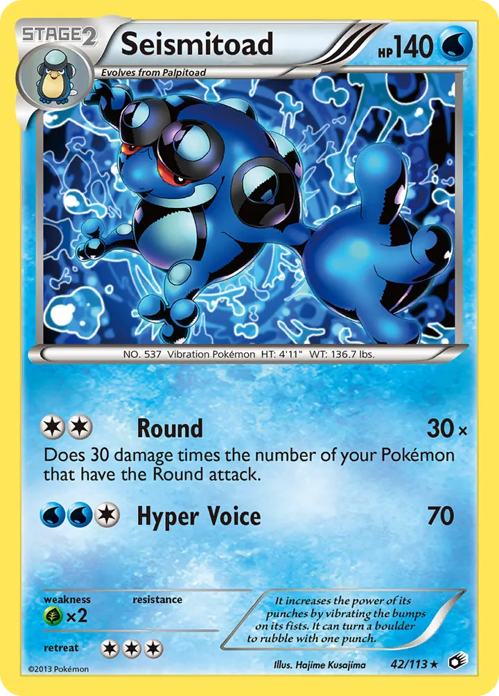 Black & White—Legendary Treasures 영어판 Seismitoad 42 카드 앞면
