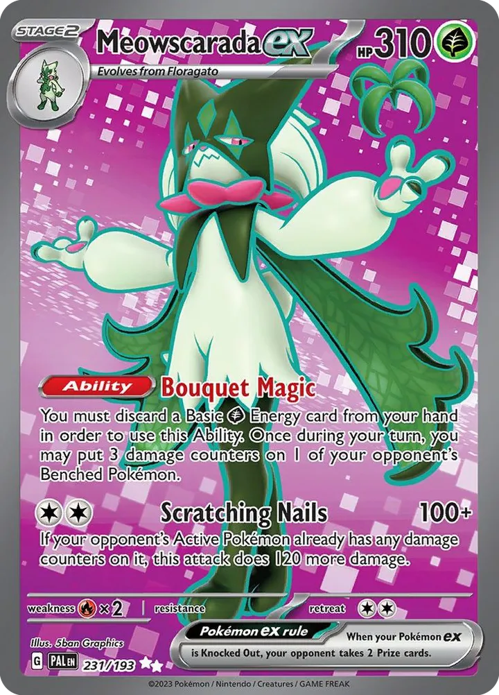 Scarlet & Violet—Paldea Evolved 영어판 Meowscarada ex 231 카드 앞면