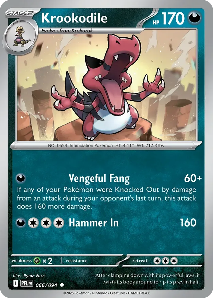 Mega Evolution—Phantasmal Flames 英語版 Krookodile 66 カード表面