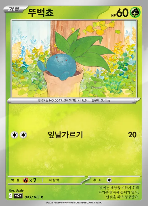 포켓몬 카드 151 韓国語版 뚜벅쵸 43 カード表面