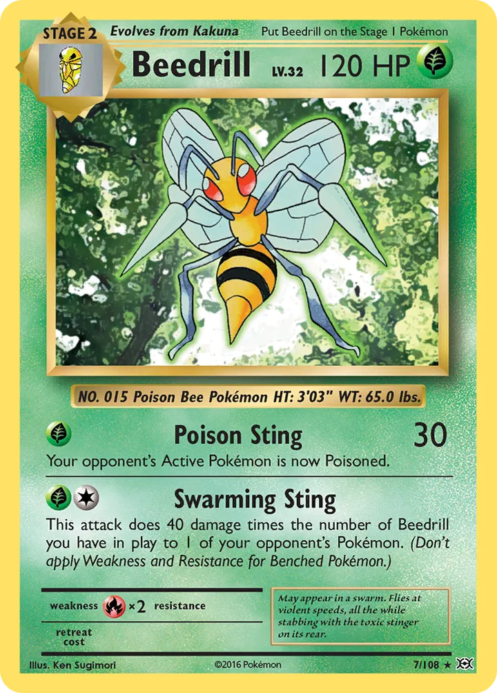 XY—Evolutions 영어판 Beedrill 7 카드 앞면
