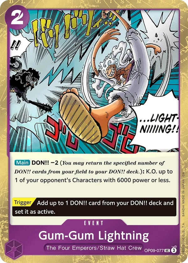 Emperors in the New World 英語版 Gum-Gum Lightning OP09-077 · パラレル カード表面