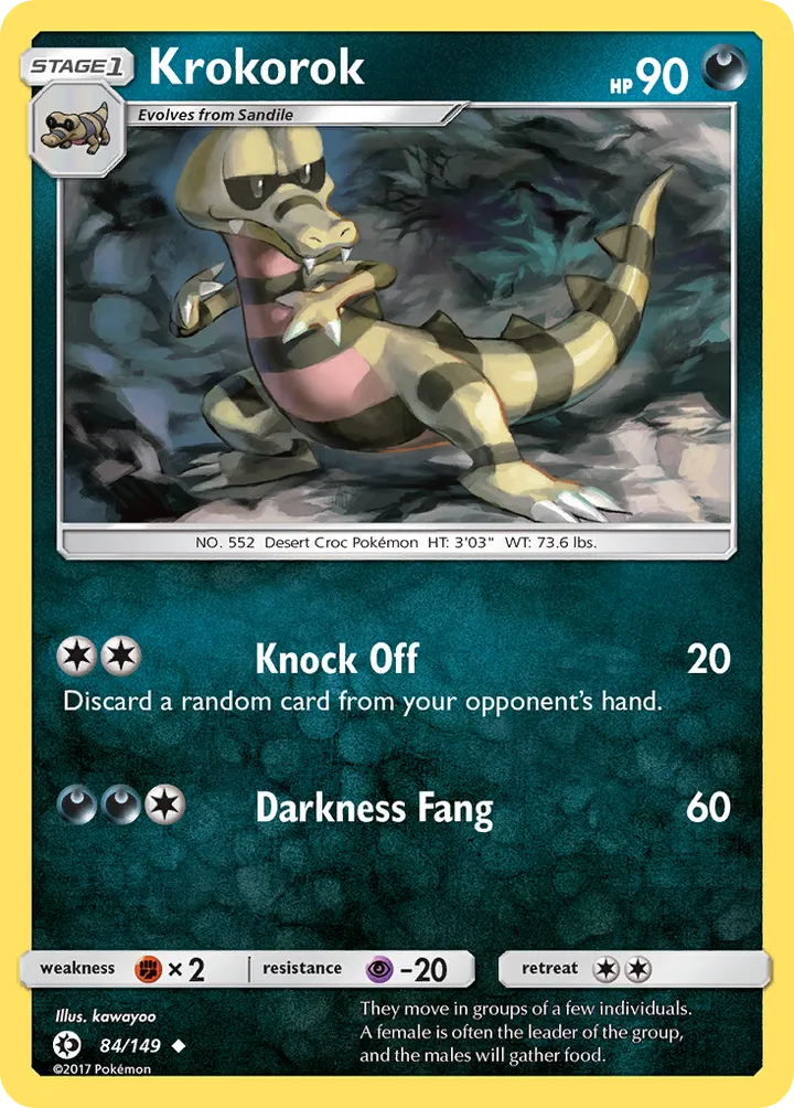 Sun & Moon 英語版 Krokorok 84 カード表面