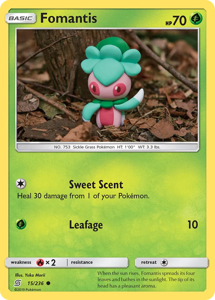Sun & Moon—Unified Minds 英語版 Fomantis 15 カード表面