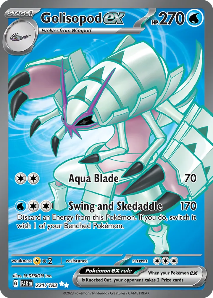 Scarlet & Violet—Paradox Rift 영어판 Golisopod ex 221 카드 앞면