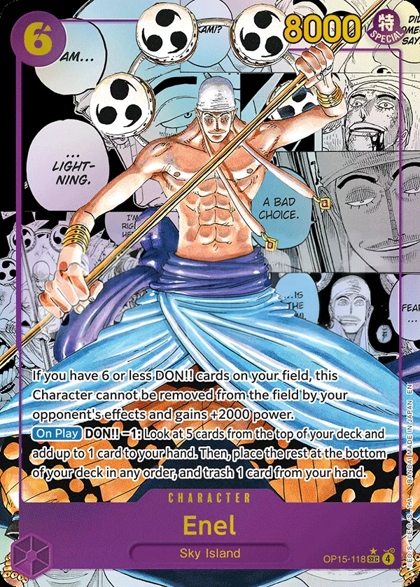 Adventure on Kami's Island 英語版 Enel OP15-118 · パラレル 2 カード表面