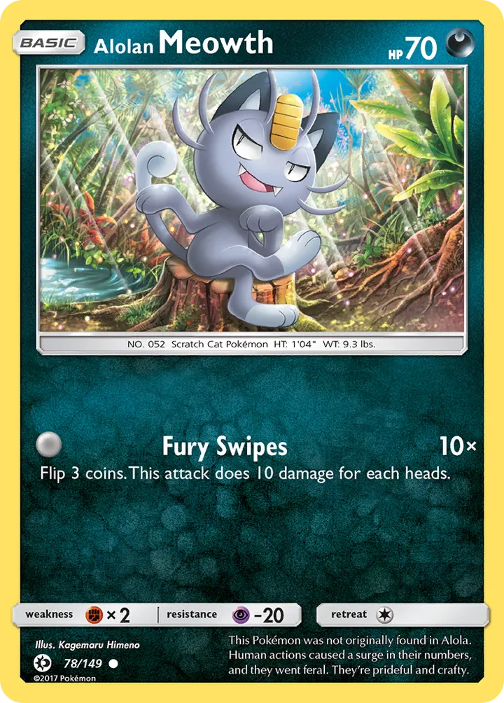 Sun & Moon 英語版 Alolan Meowth 78 カード表面