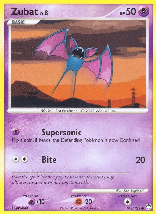 Diamond & Pearl—Mysterious Treasures 영어판 Zubat 108 카드 앞면