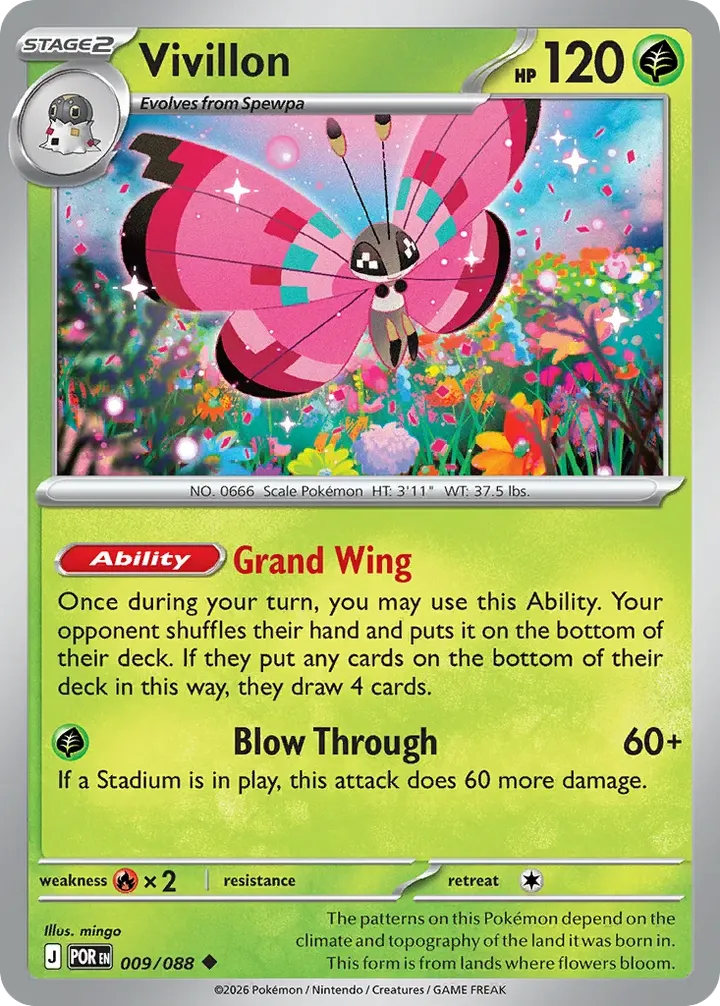 Mega Evolution—Perfect Order 英語版 Vivillon 9 カード表面