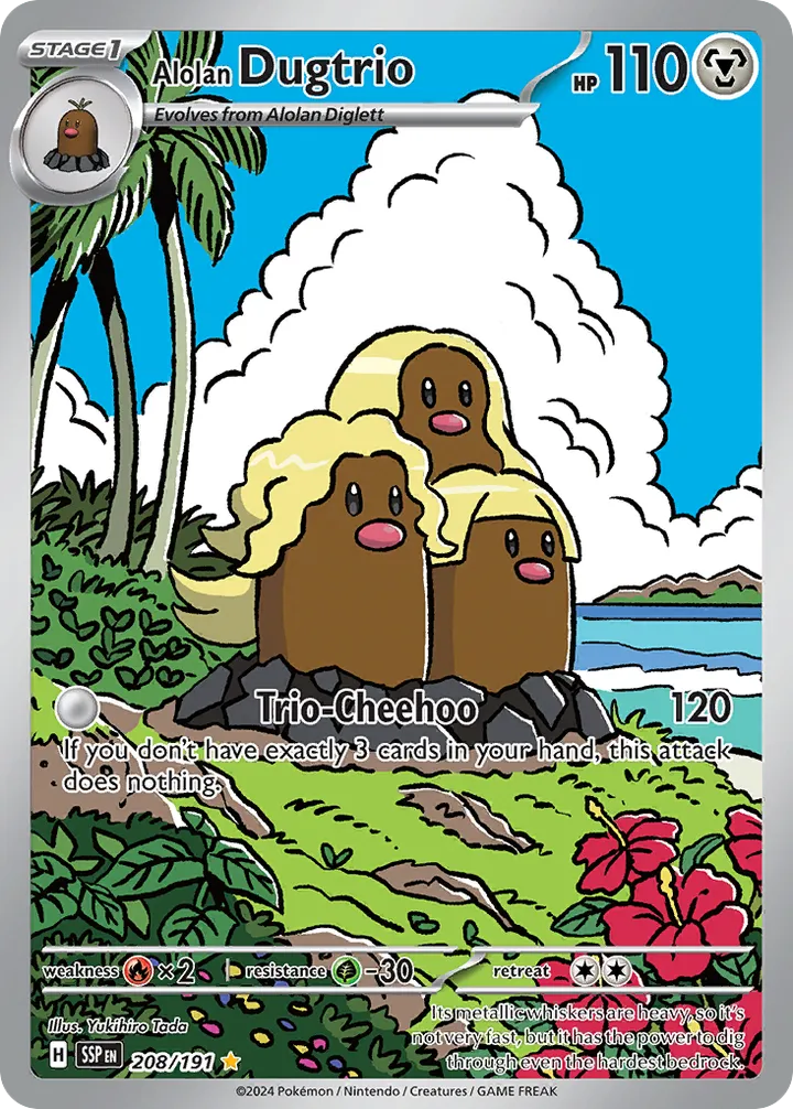 Scarlet & Violet—Surging Sparks 영어판 Alolan Dugtrio 208 카드 앞면