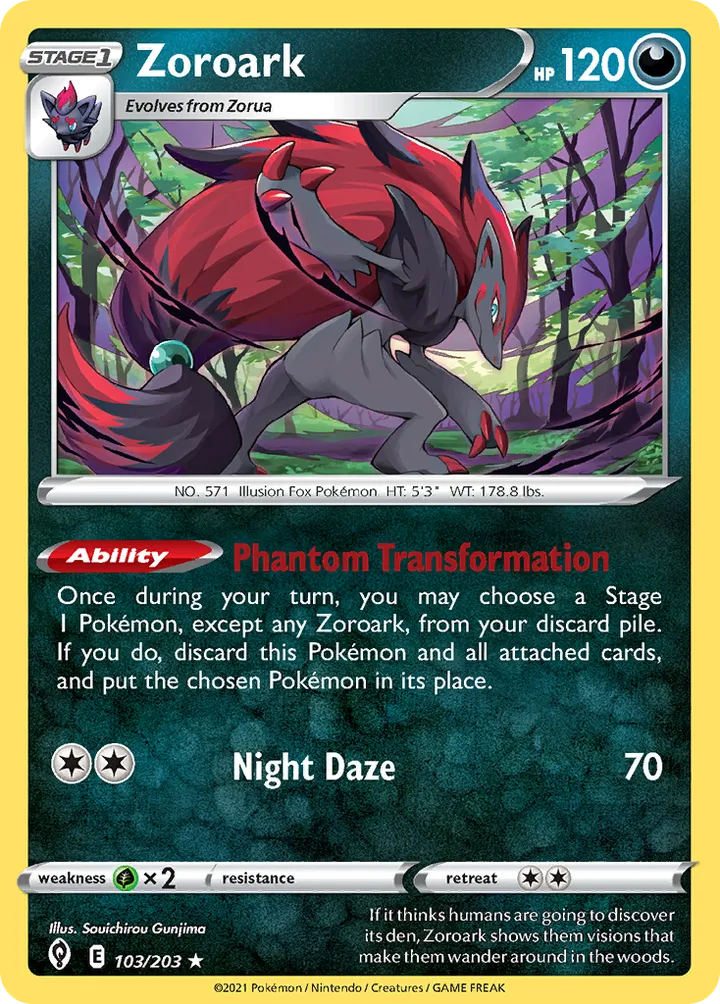 Sword & Shield—Evolving Skies 英語版 Zoroark 103 カード表面