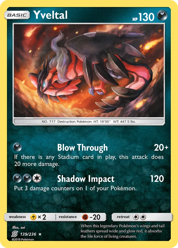 Sun & Moon—Unified Minds 영어판 Yveltal 139 카드 앞면