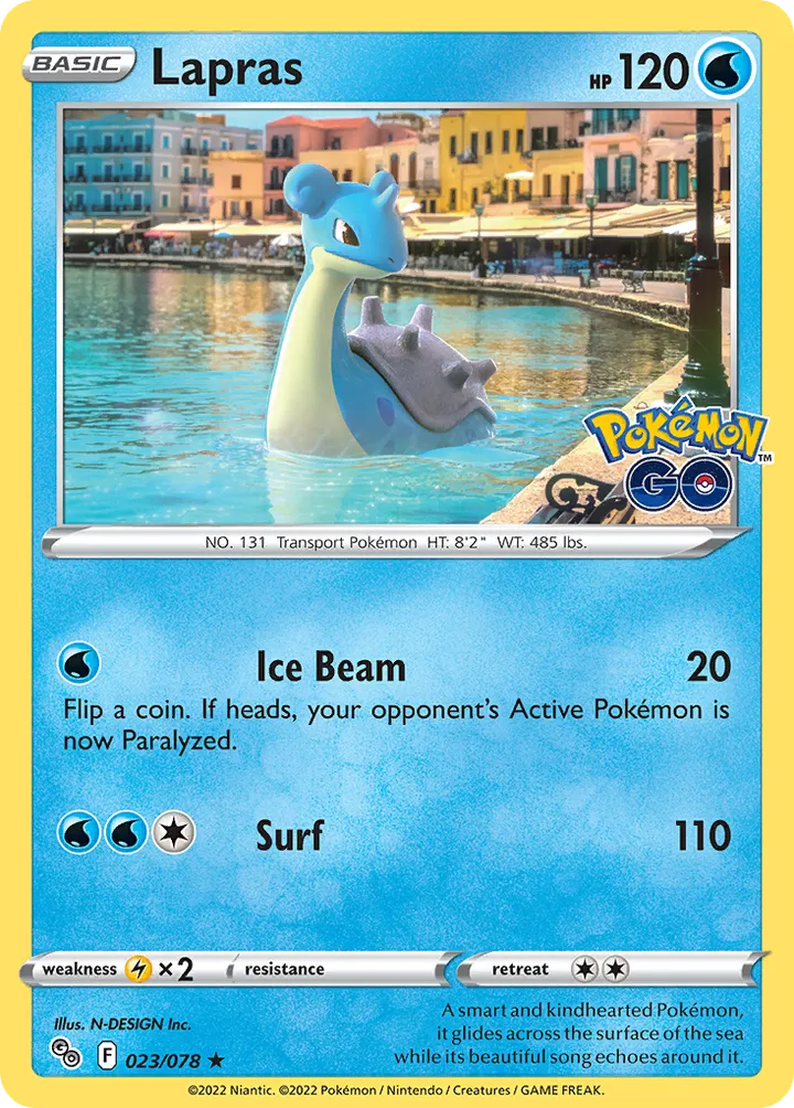 Pokémon TCG: Pokémon GO 英語版 Lapras 23 カード表面