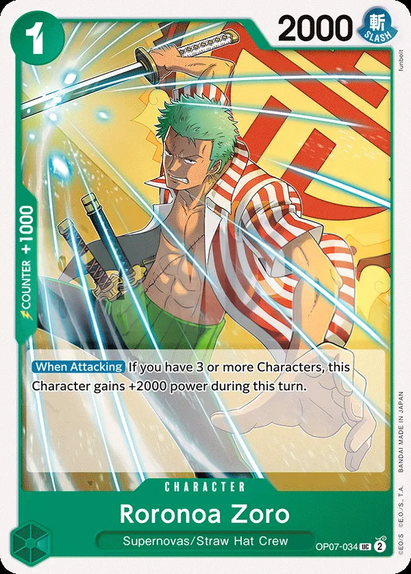 500 Years in the Future 英語版 Roronoa Zoro OP07-034 カード表面